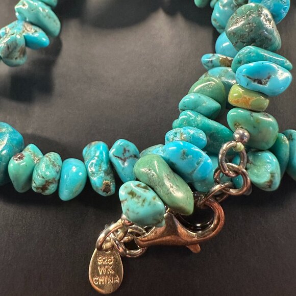 💎 35” Genuine Turquoise Nugget Necklace – Sterling Silver 925 Clasp - Picture 4 of 4